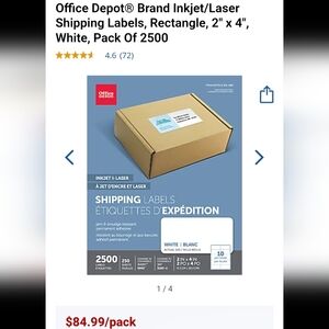 "2 x 4" White Shipping Labels